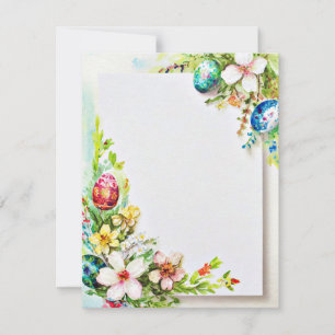 Cartes Pour Fêtes Annuelles Fleurs de Pâques et oeufs papeterie vierge
