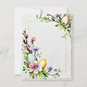 Cartes Pour Fêtes Annuelles Fleurs de Pâques et oeufs papeterie vierge