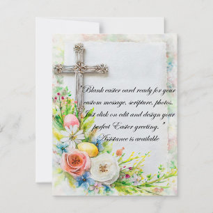 Cartes Pour Fêtes Annuelles Fleurs de Pâques, œufs et papeterie vierge de croi