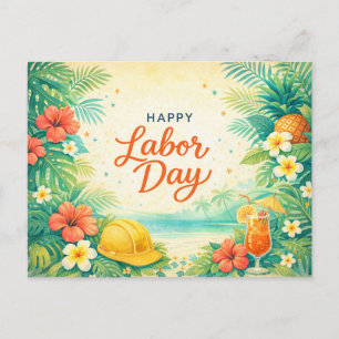 Cartes Pour Fêtes Annuelles Fleurs de plage tropicales Bonne fête du Travail