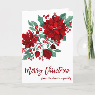 Cartes Pour Fêtes Annuelles Fleurs de Poinsettia Ivy Feuille Aquarelle Noël