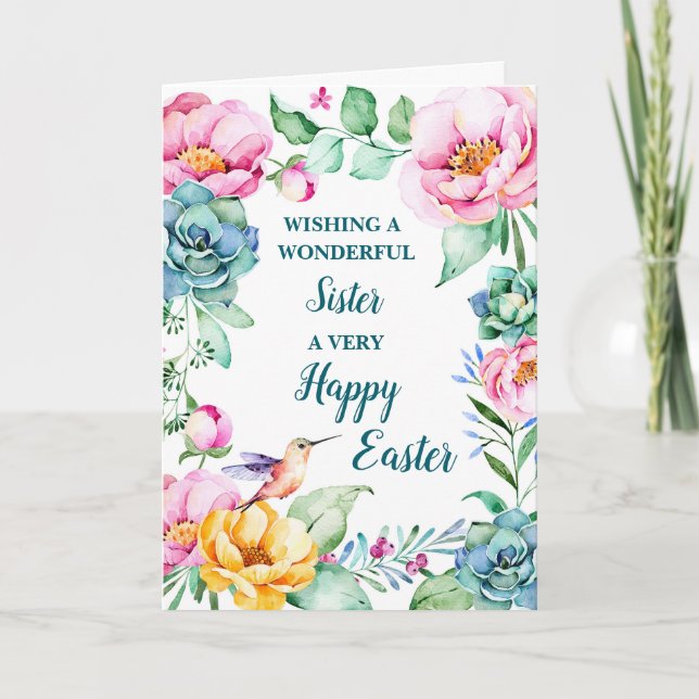 Cartes Pour Fêtes Annuelles Fleurs de printemps Bonne soeur de Pâques (Devant)