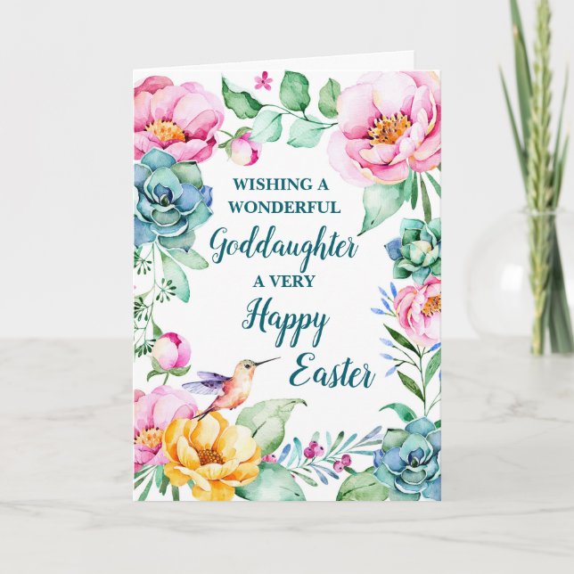 Cartes Pour Fêtes Annuelles Fleurs de printemps heureux Godgirl de Pâques (Devant)