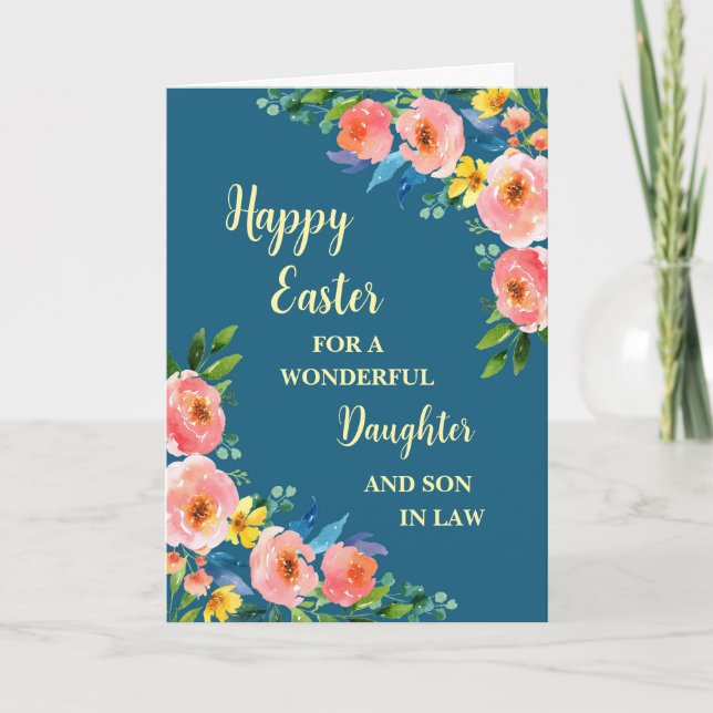 Cartes Pour Fêtes Annuelles Fleurs de printemps Joyeuses Fille de Pâques Fils  (Devant)