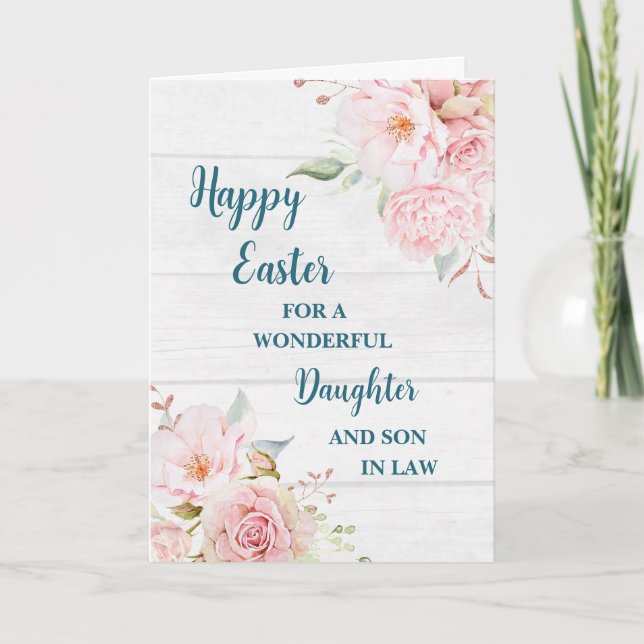 Cartes Pour Fêtes Annuelles Fleurs de printemps Joyeuses Fille de Pâques Fils  (Devant)