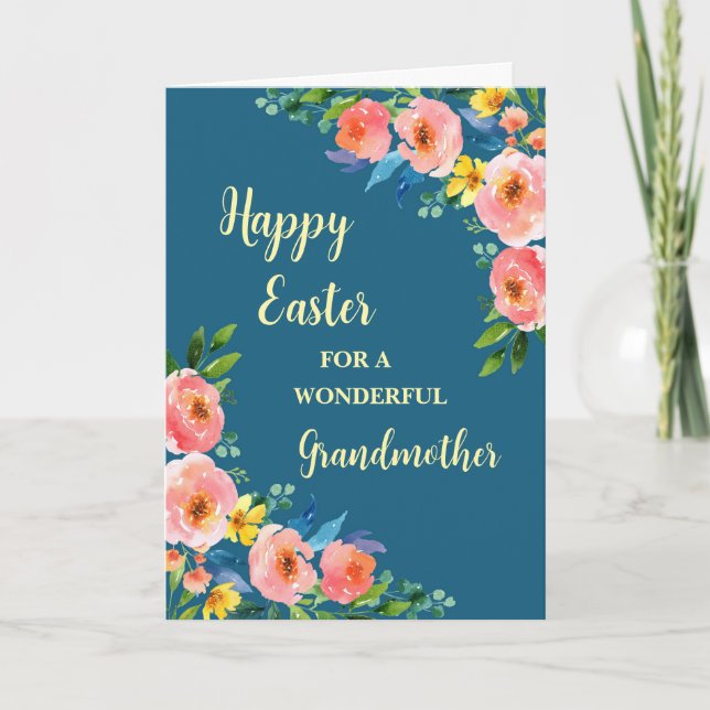 Cartes Pour Fêtes Annuelles Fleurs de printemps Joyeuses grand-mère de Pâques (Devant)