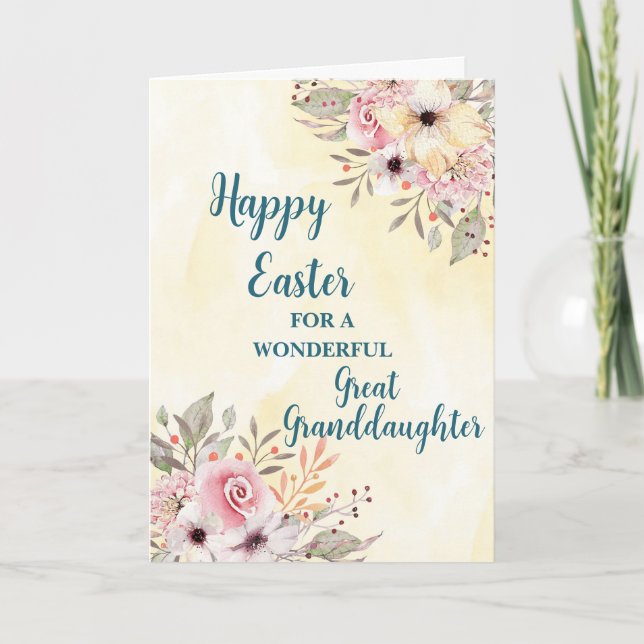 Cartes Pour Fêtes Annuelles Fleurs de printemps Joyeuses Pâques Grande Petite- (Devant)