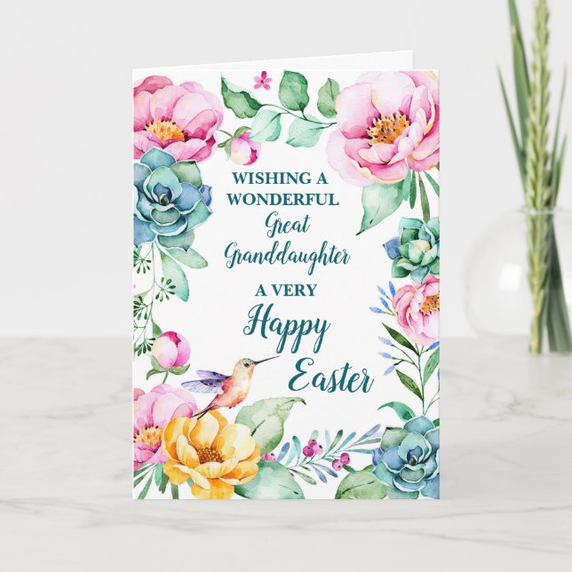 Cartes Pour Fêtes Annuelles Fleurs de printemps Joyeuses Pâques Grande Petite- (Devant)