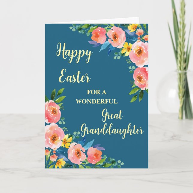 Cartes Pour Fêtes Annuelles Fleurs de printemps Joyeuses Pâques Grande Petite- (Devant)