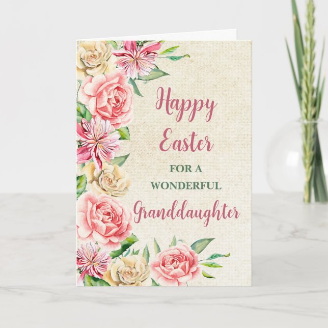 Cartes Pour Fêtes Annuelles Fleurs de printemps Joyeuses Petite-fille de Pâque (Devant)