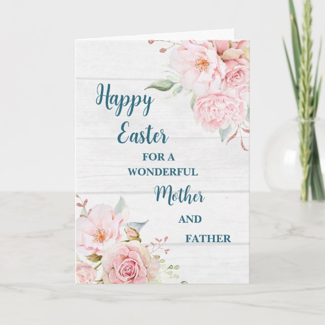 Cartes Pour Fêtes Annuelles Fleurs de printemps Joyeux Pâques Mère et Père (Devant)