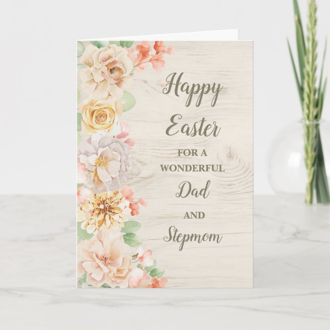 Cartes Pour Fêtes Annuelles Fleurs de printemps Joyeux Pâques papa et Stepmama (Devant)