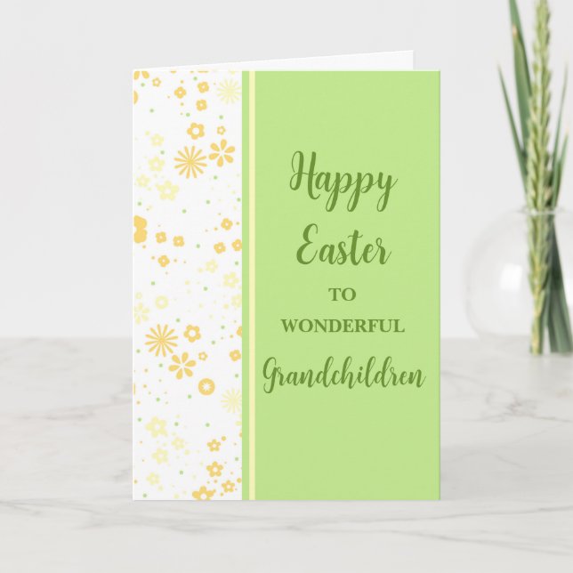 Cartes Pour Fêtes Annuelles Fleurs de printemps Joyeux petits-enfants de Pâque (Devant)