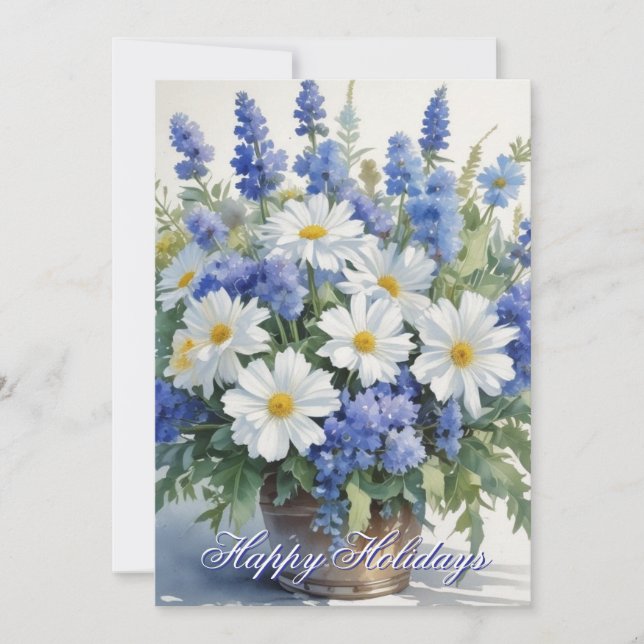 Cartes Pour Fêtes Annuelles Fleurs de vacances Joyeux Noël aquarelle (Devant)