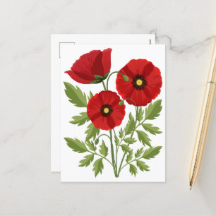 Cartes Pour Fêtes Annuelles Fleurs d'été joyeuses floraison de pavot