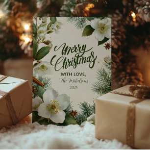 Cartes Pour Fêtes Annuelles Fleurs d'hiver blanches de Noël