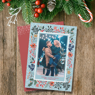 Cartes Pour Fêtes Annuelles Fleurs d'hiver Neige Photo de Noël