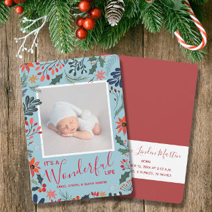 Cartes Pour Fêtes Annuelles Fleurs d'hiver Photos de Noël Annonces de naissanc