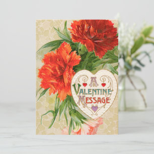 Cartes Pour Fêtes Annuelles Fleurs d'oeillet, Message de la Saint-Valentin Vin