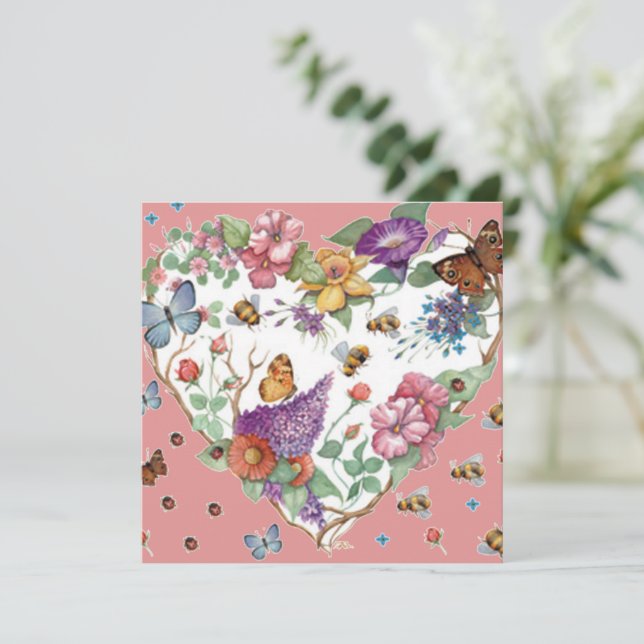 Cartes Pour Fêtes Annuelles Fleurs du coeur (Debout devant)