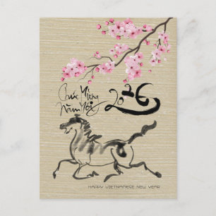 Cartes Pour Fêtes Annuelles Fleurs du Nouvel An vietnamien de l'Année du Cheva