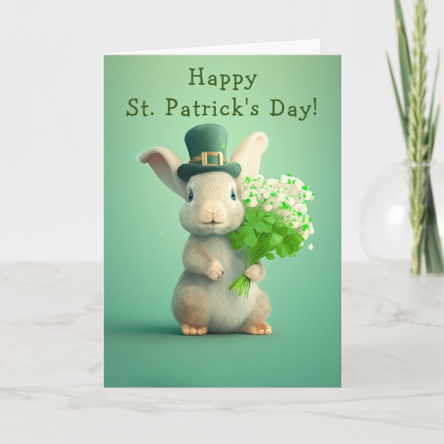 Cartes Pour Fêtes Annuelles Fleurs et lapins adorables St. Patrick's Day (Devant)