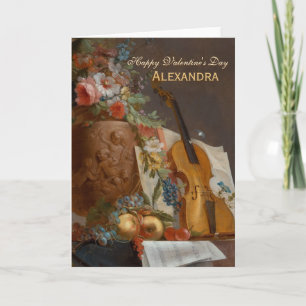 Cartes Pour Fêtes Annuelles Fleurs et violon CC0642 Valentine Greeting Card