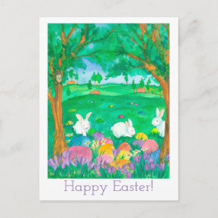 Cartes Pour Fêtes Annuelles Fleurs heureuses d'aquarelle de Pâques