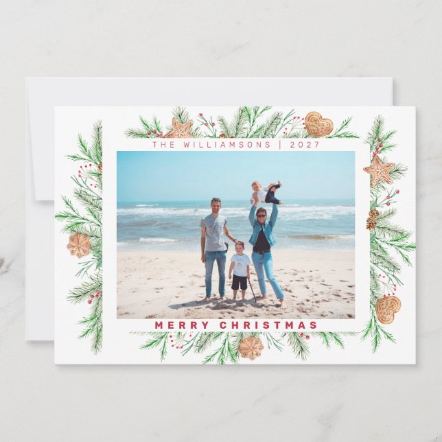 Cartes Pour Fêtes Annuelles Fleurs Hiver Joyeux Noël (Devant)
