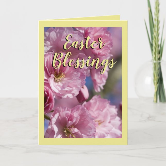 Cartes Pour Fêtes Annuelles Fleurs jaunes et roses fleurissent Bénédictions de (Devant)