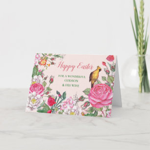 Cartes Pour Fêtes Annuelles Fleurs Joyeuses Pâques Godson et sa femme