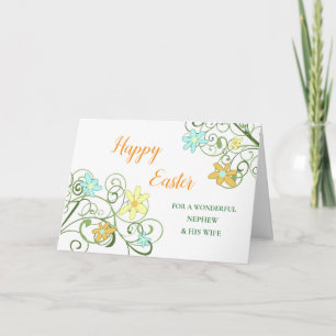Cartes Pour Fêtes Annuelles Fleurs Joyeuses Pâques Nephew et sa femme