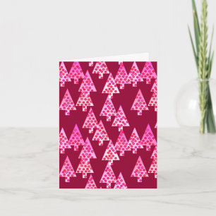 Cartes Pour Fêtes Annuelles Fleurs modernes arbres de Noël - vin & rose