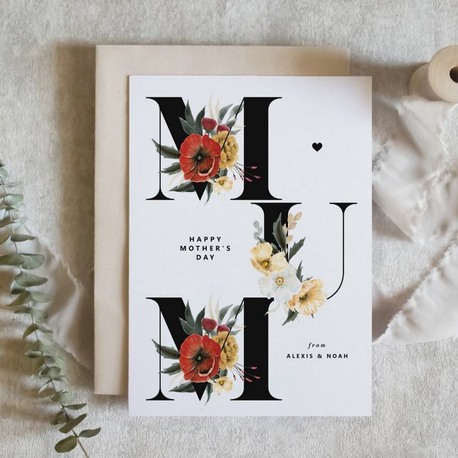 Cartes Pour Fêtes Annuelles Fleurs MUM Boho Black Happy Mother's Day (Créateur téléchargé)