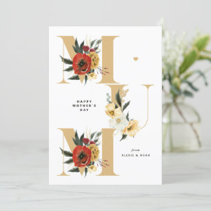 Cartes Pour Fêtes Annuelles Fleurs MUM Boho Gold Joyeuse fête des mères