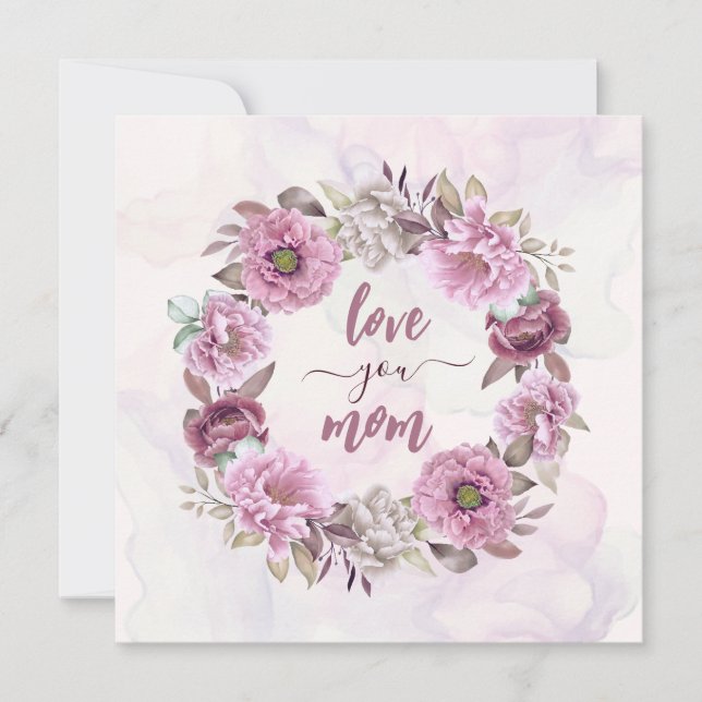 Cartes Pour Fêtes Annuelles Fleurs pastel amour toi maman (Devant)