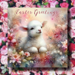 Cartes Pour Fêtes Annuelles Fleurs Pastel Aquarelle Lamb Pâques