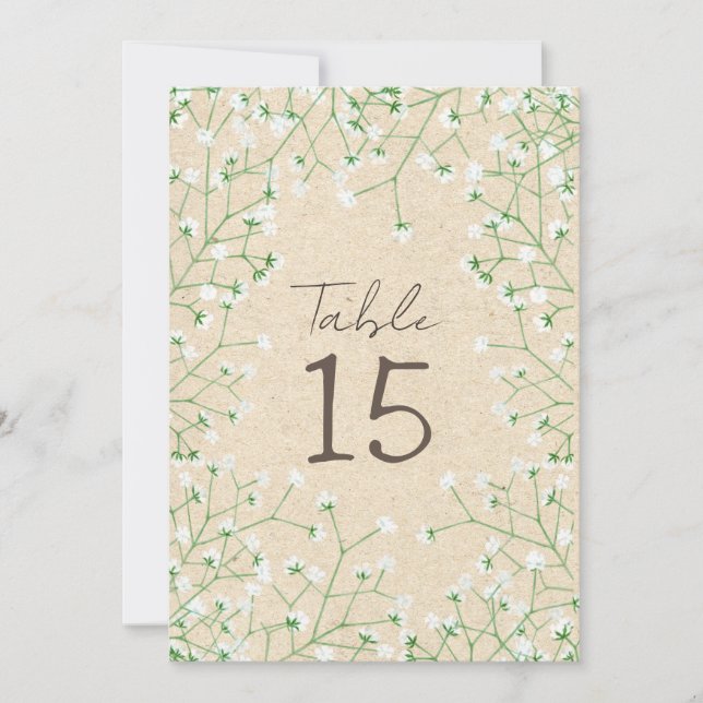 Cartes Pour Fêtes Annuelles Fleurs respiratoires du bébé Mariage rustique Numé (Devant)