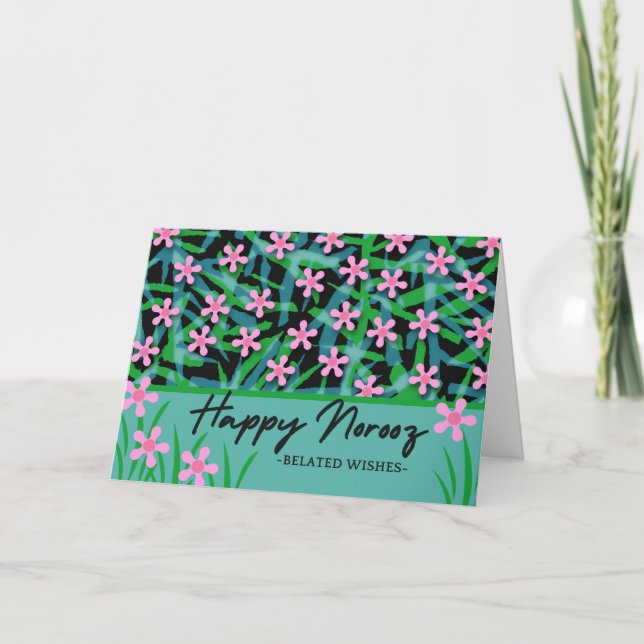 Cartes Pour Fêtes Annuelles Fleurs roses belated Norooz nouvel an persan (Devant)