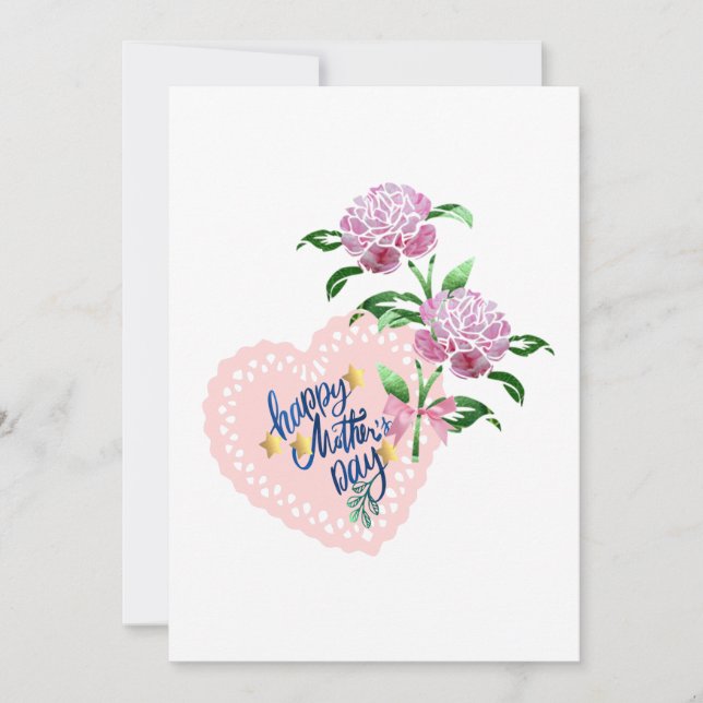 Cartes Pour Fêtes Annuelles Fleurs roses & cœur pour la fête des mères (Devant)