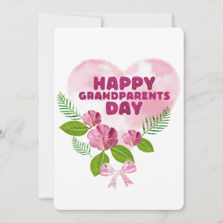 Cartes Pour Fêtes Annuelles Fleurs roses et cœur pour la journée des grands-pa