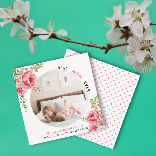 Cartes Pour Fêtes Annuelles Fleurs roses Meilleure maman Jamais Mère photo de 
