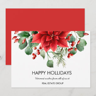 Cartes Pour Fêtes Annuelles Fleurs Rouges de Noël Florales Élégantes