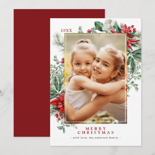 Cartes Pour Fêtes Annuelles Fleurs rouges de Noël Poinsettia   Photo verticale
