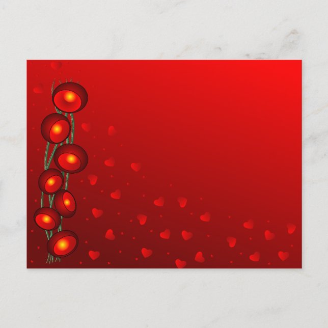 Cartes Pour Fêtes Annuelles Fleurs rouges de Valentine avec des coeurs (Devant)