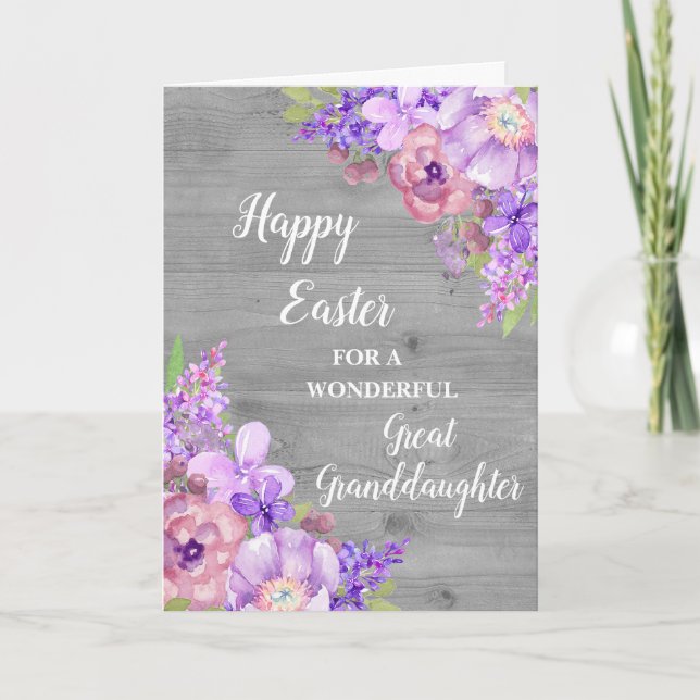 Cartes Pour Fêtes Annuelles Fleurs rustiques Joyeuses Pâques Grande Petite-fil (Devant)