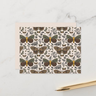 Cartes Pour Fêtes Annuelles Fleurs sauvages de papillon de nuit bohème moderne