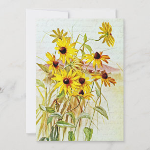 Cartes Pour Fêtes Annuelles Fleurs sauvages vintage à œil noir de Susan