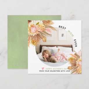 Cartes Pour Fêtes Annuelles Fleurs séchées Meilleure maman Toujours la photo d