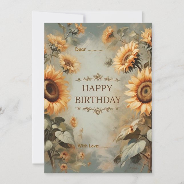Cartes Pour Fêtes Annuelles Fleurs Solaires Personnalisées Anniversaires Flora (Devant)